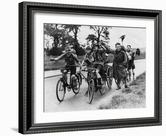 Scouts on Bikes 1930-null-Framed Art Print