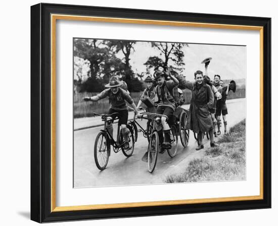 Scouts on Bikes 1930-null-Framed Art Print