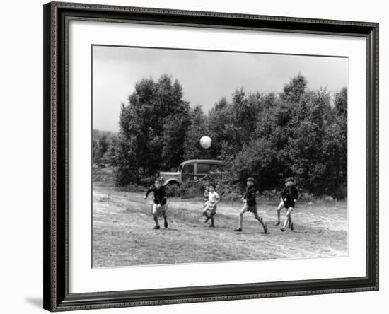 Scouts Playing Football-null-Framed Photographic Print