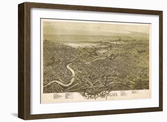 Scranton, Pennsylvania - Panoramic Map-Lantern Press-Framed Art Print