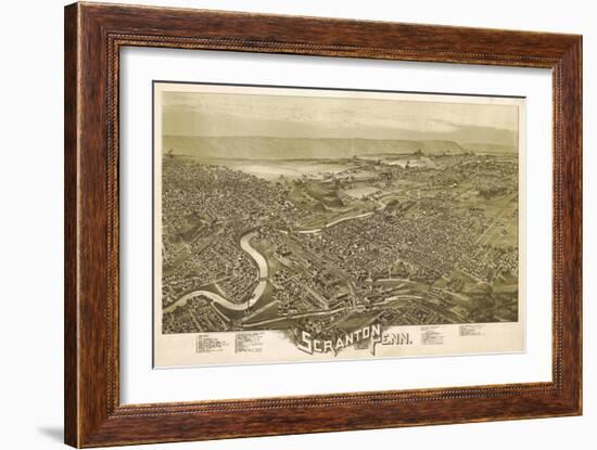 Scranton, Pennsylvania - Panoramic Map-Lantern Press-Framed Art Print