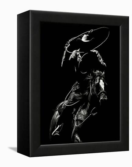 Scratchboard Rodeo VII-Julie Chapman-Framed Stretched Canvas