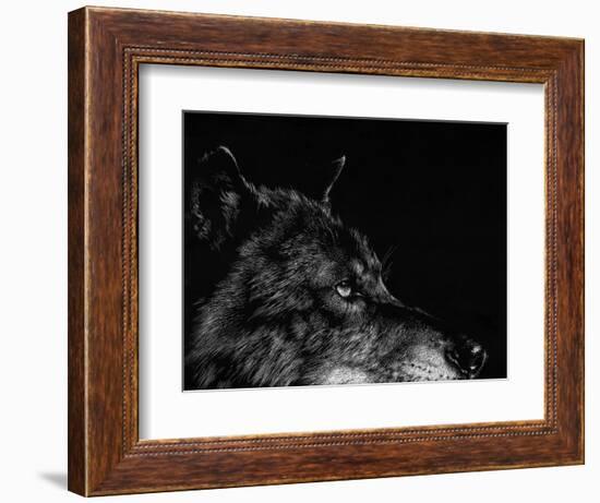 Scratchboard Wolf I-Julie Chapman-Framed Premium Giclee Print