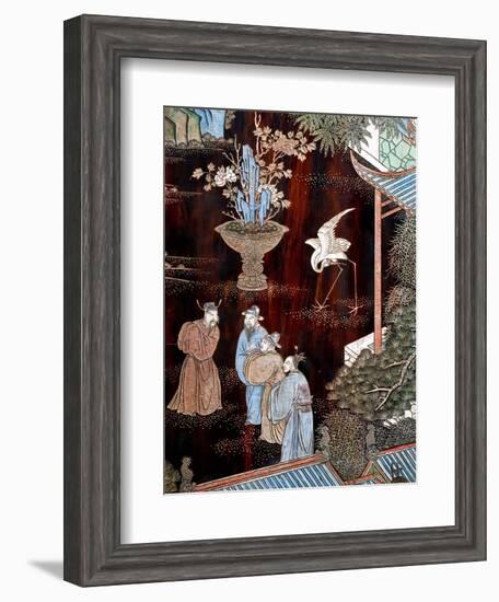 Screen Called 'Coromandel' with Scenes from Life in Forbidden Town of Peking: Dignitaries in Garden-null-Framed Giclee Print