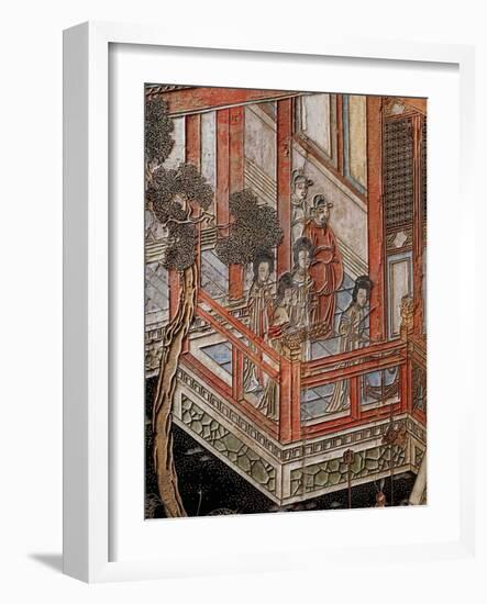 Screen Called 'Coromandel' with Scenes from Life in Forbidden Town of Peking: Musicians and Women-null-Framed Giclee Print