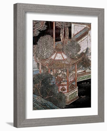 Screen Called 'Coromandel' with Scenes from the Life in the Forbidden Town of Peking: Musicians-null-Framed Giclee Print