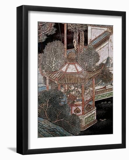 Screen Called 'Coromandel' with Scenes from the Life in the Forbidden Town of Peking: Musicians-null-Framed Giclee Print