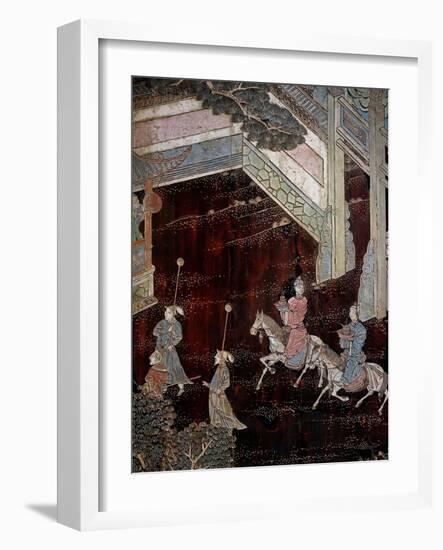 Screen Called 'Coromandel' with Scenes from the Life in the Forbidden Town of Peking: Procession-null-Framed Giclee Print