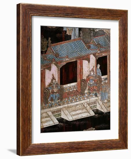 Screen Called 'Coromandel' with Scenes from the Life in the Forbidden Town of Peking: The Entrance-null-Framed Giclee Print