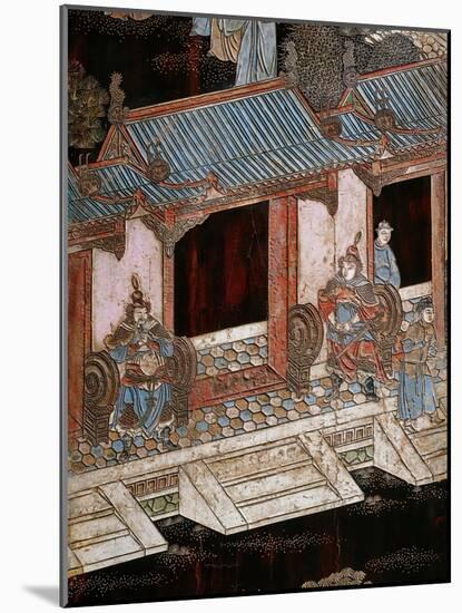 Screen Called 'Coromandel' with Scenes from the Life in the Forbidden Town of Peking: The Entrance-null-Mounted Giclee Print