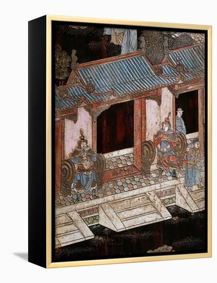 Screen Called 'Coromandel' with Scenes from the Life in the Forbidden Town of Peking: The Entrance-null-Framed Premier Image Canvas