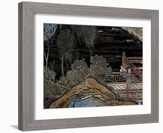 Screen Called 'Coromandel' with Scenes from the Life in the Forbidden Town of Peking: Woman on the-null-Framed Giclee Print