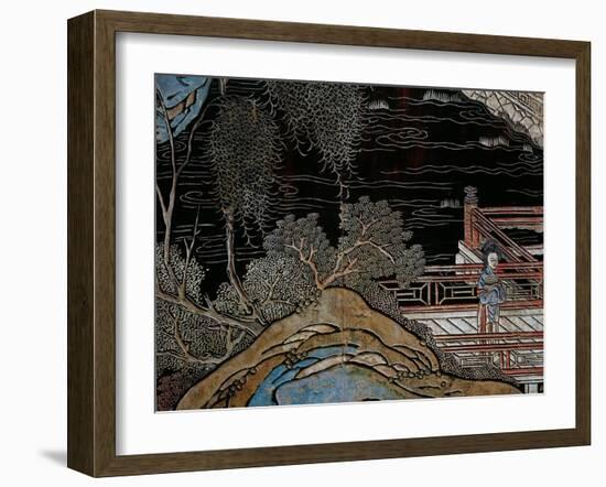 Screen Called 'Coromandel' with Scenes from the Life in the Forbidden Town of Peking: Woman on the-null-Framed Giclee Print