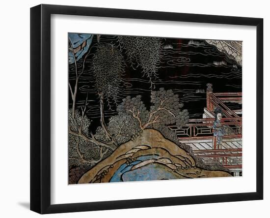 Screen Called 'Coromandel' with Scenes from the Life in the Forbidden Town of Peking: Woman on the-null-Framed Giclee Print