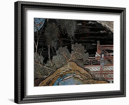 Screen Called 'Coromandel' with Scenes from the Life in the Forbidden Town of Peking: Woman on the-null-Framed Giclee Print