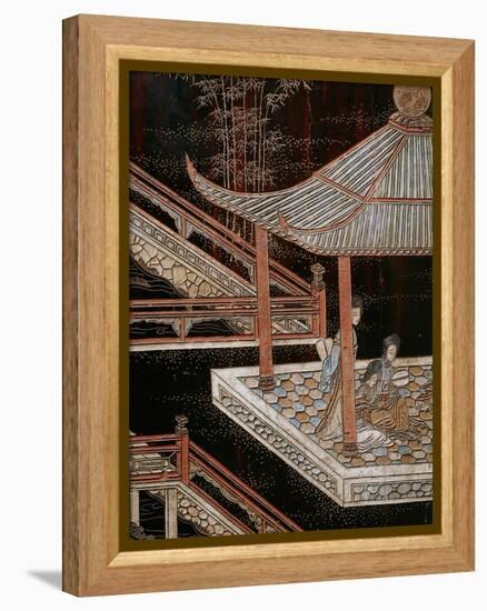 Screen Called 'Coromandel' with Scenes from the Life in the Forbidden Town of Peking: Women-null-Framed Premier Image Canvas