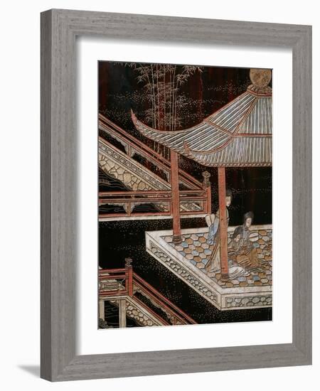 Screen Called 'Coromandel' with Scenes from the Life in the Forbidden Town of Peking: Women-null-Framed Giclee Print