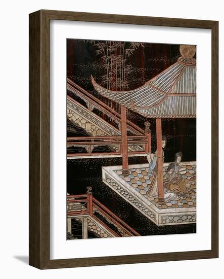 Screen Called 'Coromandel' with Scenes from the Life in the Forbidden Town of Peking: Women-null-Framed Giclee Print