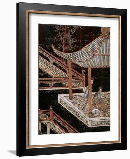 Screen Called 'Coromandel' with Scenes from the Life in the Forbidden Town of Peking: Women-null-Framed Giclee Print