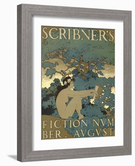 Scribner's Fiction Number. August-Maxfield Parrish-Framed Art Print