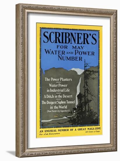 Scribner's For May, Water And Power Number-Adolph Treidler-Framed Art Print