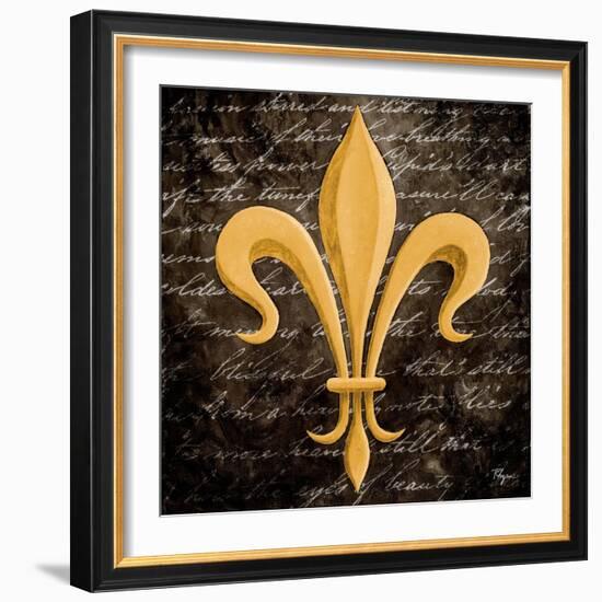 Scripted Gold Fleur De Lis II-Vivien Rhyan-Framed Art Print