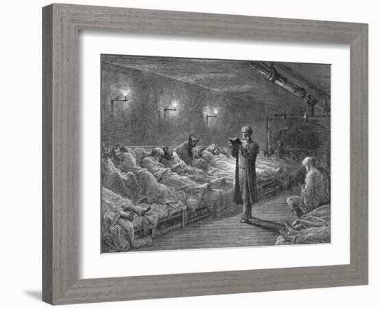 Scripture Reading in a Night Refuge-Gustave Doré-Framed Giclee Print