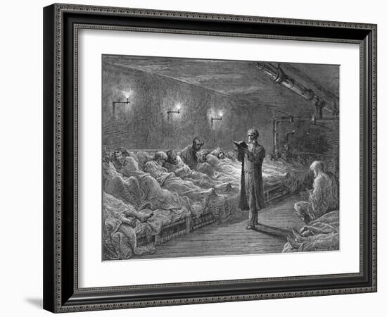 Scripture Reading in a Night Refuge-Gustave Doré-Framed Giclee Print