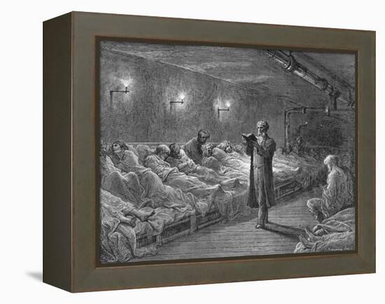 Scripture Reading in a Night Refuge-Gustave Doré-Framed Premier Image Canvas