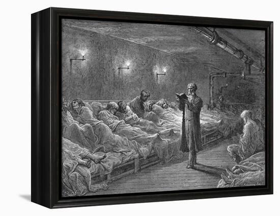 Scripture Reading in a Night Refuge-Gustave Doré-Framed Premier Image Canvas