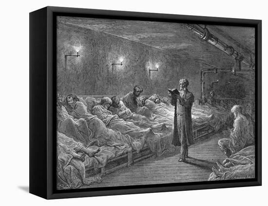 Scripture Reading in a Night Refuge-Gustave Doré-Framed Premier Image Canvas