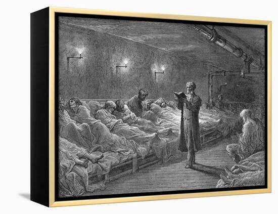 Scripture Reading in a Night Refuge-Gustave Doré-Framed Premier Image Canvas