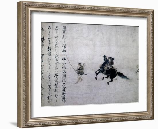 Scroll depicting the samurai Minamoto Yoshitomo, Japanese, Kamakura period, 1185-1333-Werner Forman-Framed Photographic Print