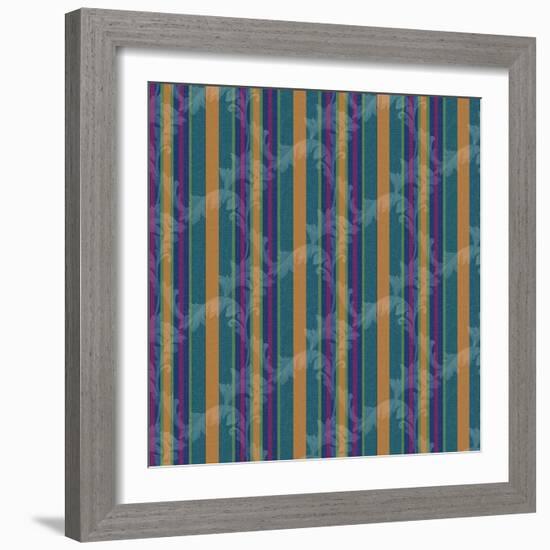 Scroll Stripe Teal-Bill Jackson-Framed Giclee Print