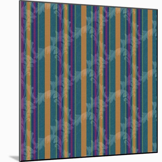 Scroll Stripe Teal-Bill Jackson-Mounted Giclee Print