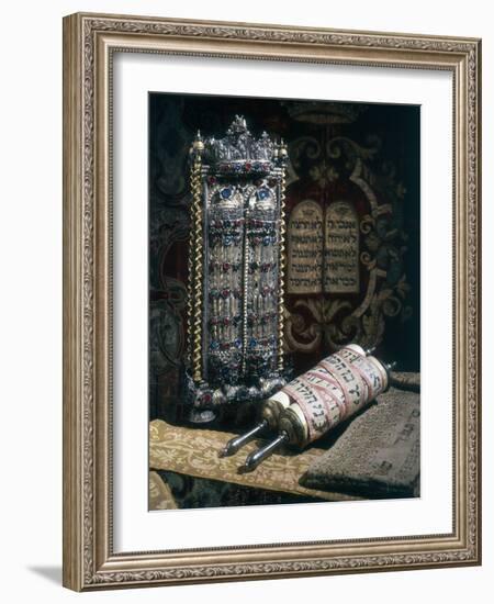 Scrolls of the Torah, Torah Cover and the Ten Commandments, 1797-null-Framed Photographic Print