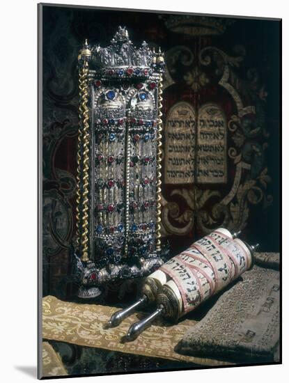 Scrolls of the Torah, Torah Cover and the Ten Commandments, 1797-null-Mounted Photographic Print