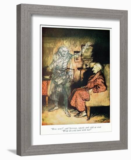 Scrooge and The Ghost of Marley, from Dickens' 'A Christmas Carol'-Arthur Rackham-Framed Giclee Print