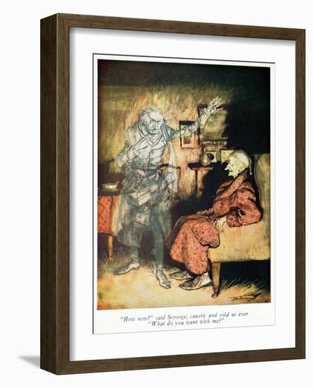 Scrooge and The Ghost of Marley, from Dickens' 'A Christmas Carol'-Arthur Rackham-Framed Giclee Print