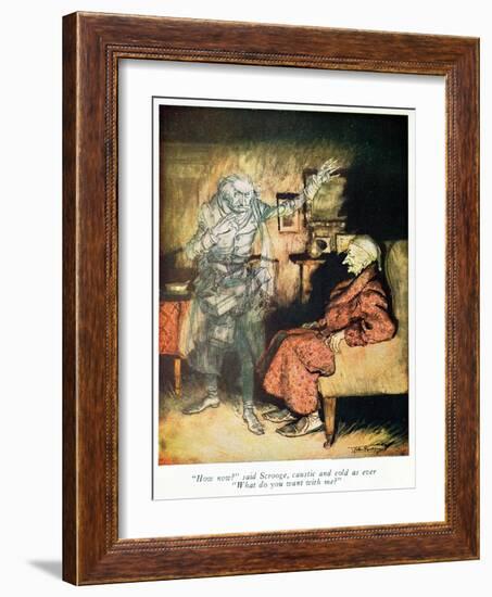 Scrooge and The Ghost of Marley, from Dickens' 'A Christmas Carol'-Arthur Rackham-Framed Giclee Print