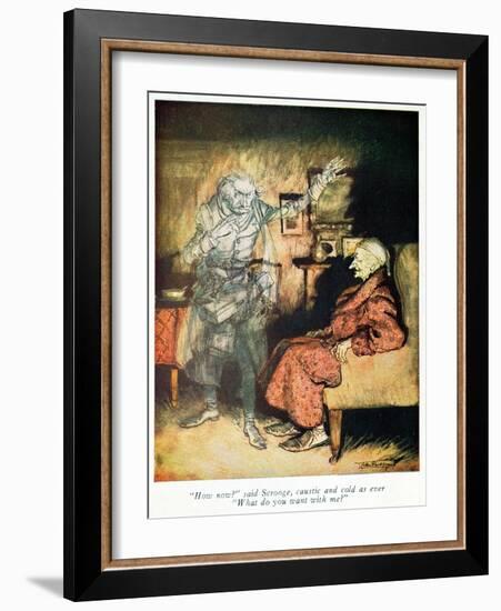 Scrooge and The Ghost of Marley, from Dickens' 'A Christmas Carol'-Arthur Rackham-Framed Giclee Print