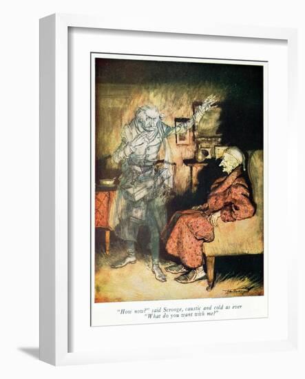 Scrooge and The Ghost of Marley, from Dickens' 'A Christmas Carol'-Arthur Rackham-Framed Giclee Print