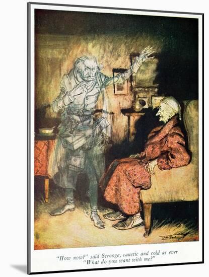 Scrooge and The Ghost of Marley, from Dickens' 'A Christmas Carol'-Arthur Rackham-Mounted Giclee Print