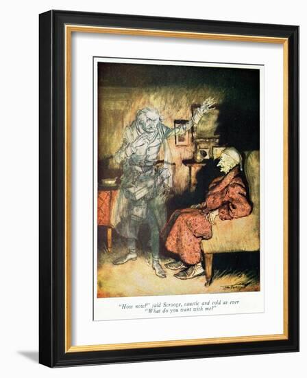 Scrooge and The Ghost of Marley, from Dickens' 'A Christmas Carol'-Arthur Rackham-Framed Giclee Print