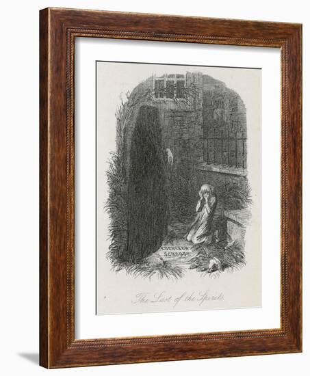 Scrooge is Shown His Tomb Stone by the Last Spirit-John Leech-Framed Art Print