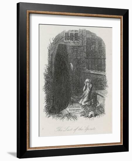 Scrooge is Shown His Tomb Stone by the Last Spirit-John Leech-Framed Art Print