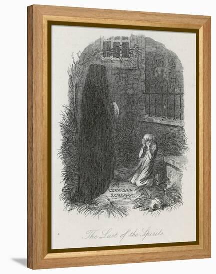 Scrooge is Shown His Tomb Stone by the Last Spirit-John Leech-Framed Stretched Canvas