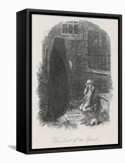 Scrooge is Shown His Tomb Stone by the Last Spirit-John Leech-Framed Stretched Canvas