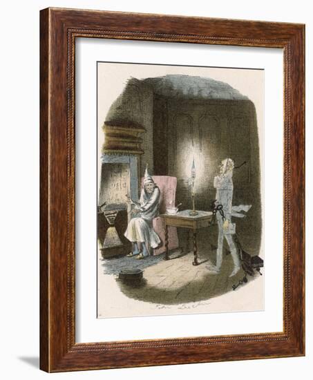 Scrooge Receives a Visit from the Ghost of Jacob Marley His Former Business Partner-John Leech-Framed Photographic Print