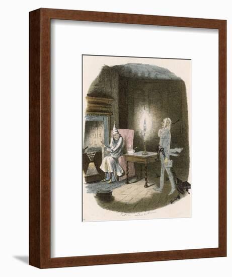 Scrooge Receives a Visit from the Ghost of Jacob Marley His Former Business Partner-John Leech-Framed Photographic Print